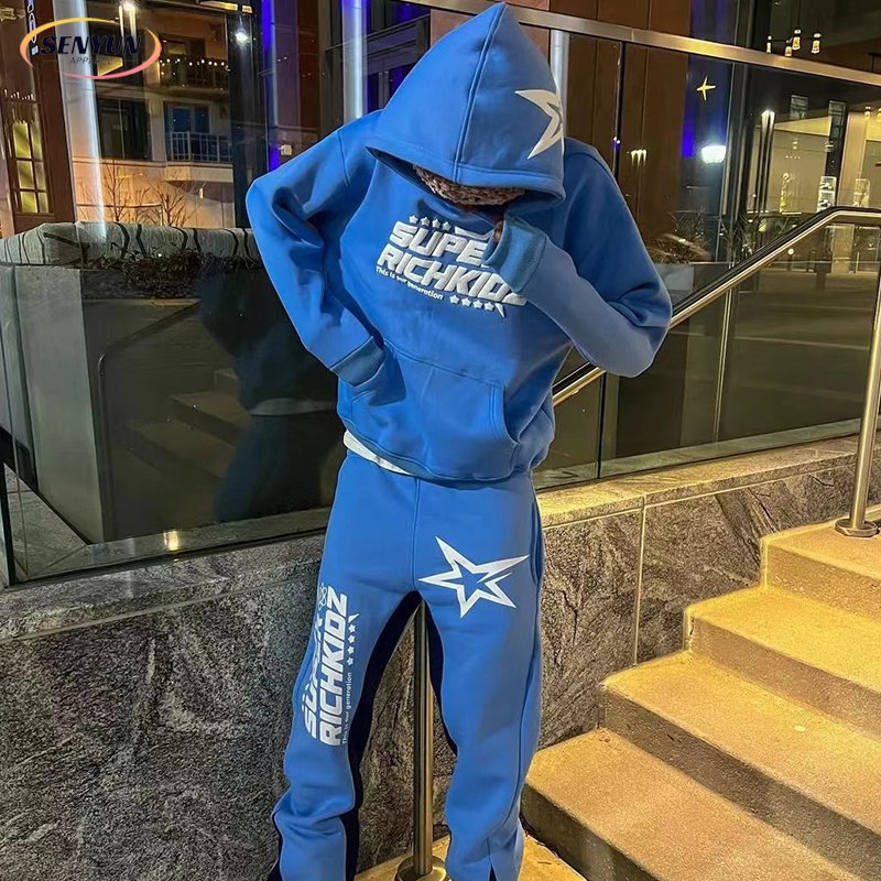 Wholesale Private Design Color Block Full Customization Digital Print Fashion Heavyweight Oversize Men Hooded Sweatshirt