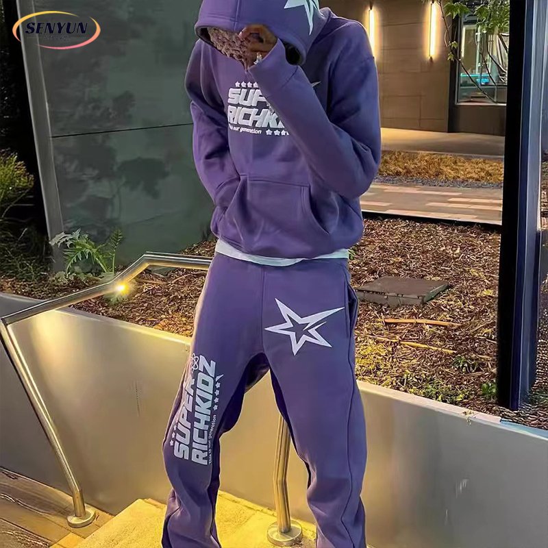 Wholesale Private Design Color Block Full Customization Digital Print Fashion Heavyweight Oversize Men Hooded Sweatshirt