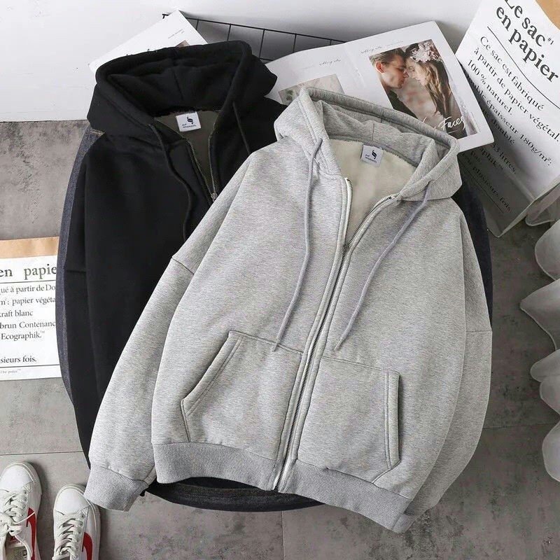 Custom logo embroidery full-zip hodie unisex fleece hood zip up jacket zipped up hoodies sweatshirt