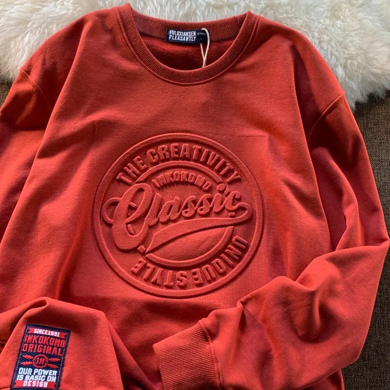 Custom high quality heavyweight 100% cotton plus size essential oversized Y2K embossed men's hoodies sweatshirts manufacturers