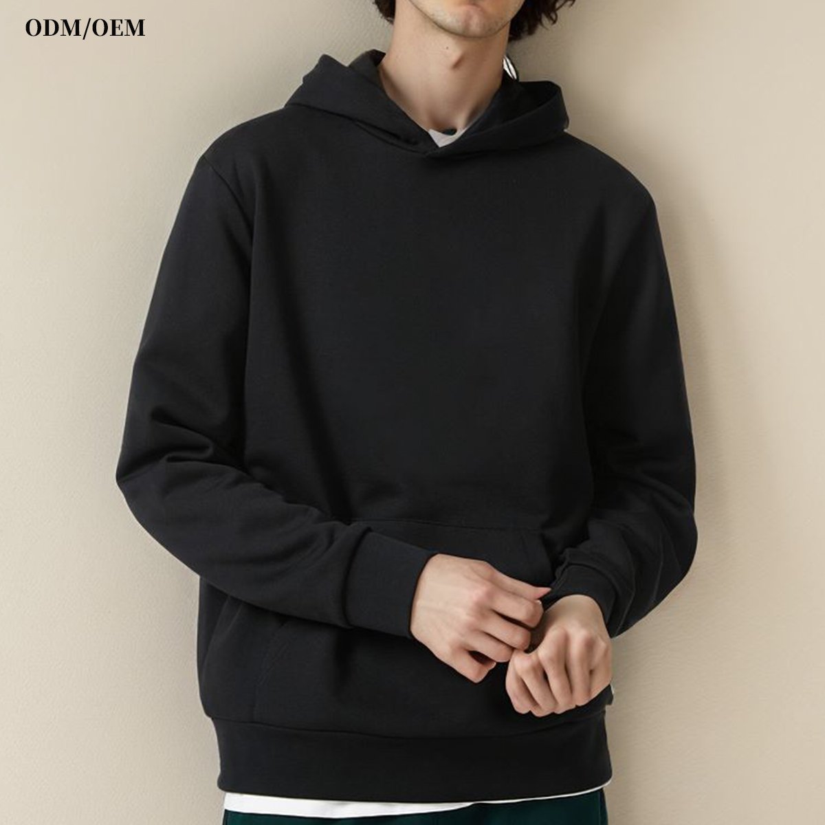 Wholesale Mens Hoodies Without Drawstring Custom Print Embroidery Logo Cotton Unisex Pullover Hoodie For Men