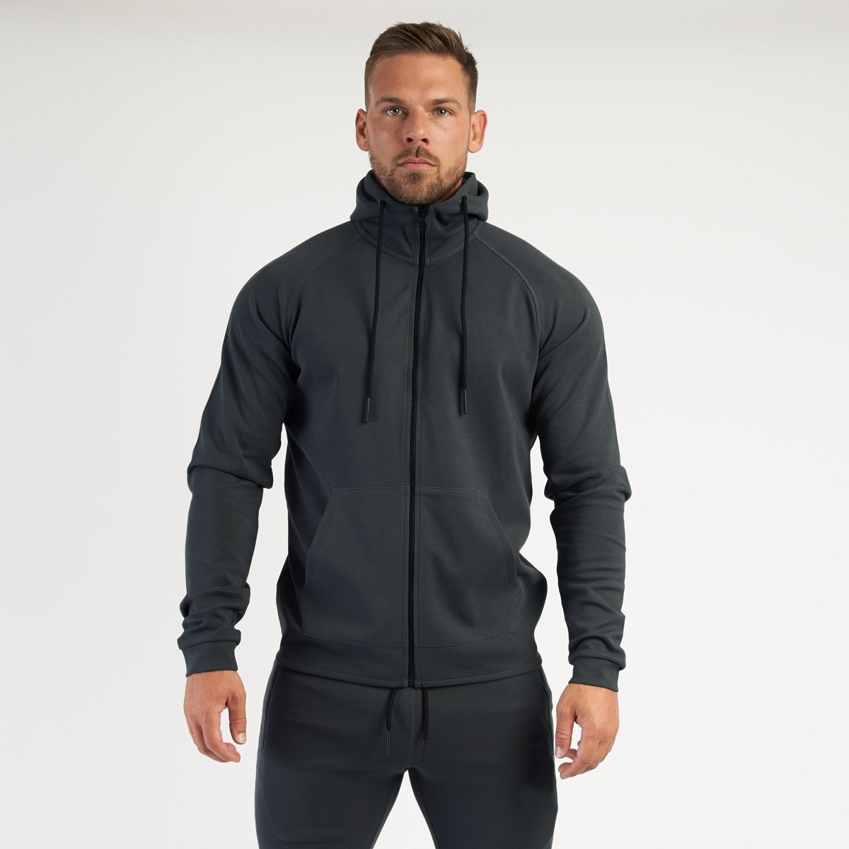 Custom Logo Embroidered Plus Size Men's Sweatshirt and Hoodie Set Two Piece Set Hoodies Men's Fitness Suit
