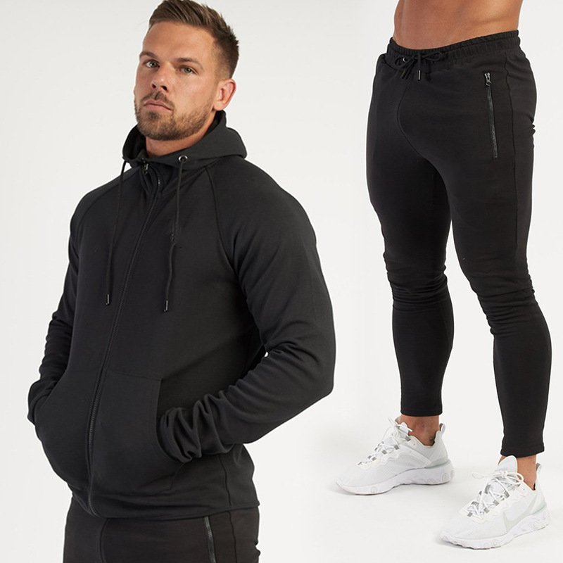 Custom Logo Embroidered Plus Size Men's Sweatshirt and Hoodie Set Two Piece Set Hoodies Men's Fitness Suit