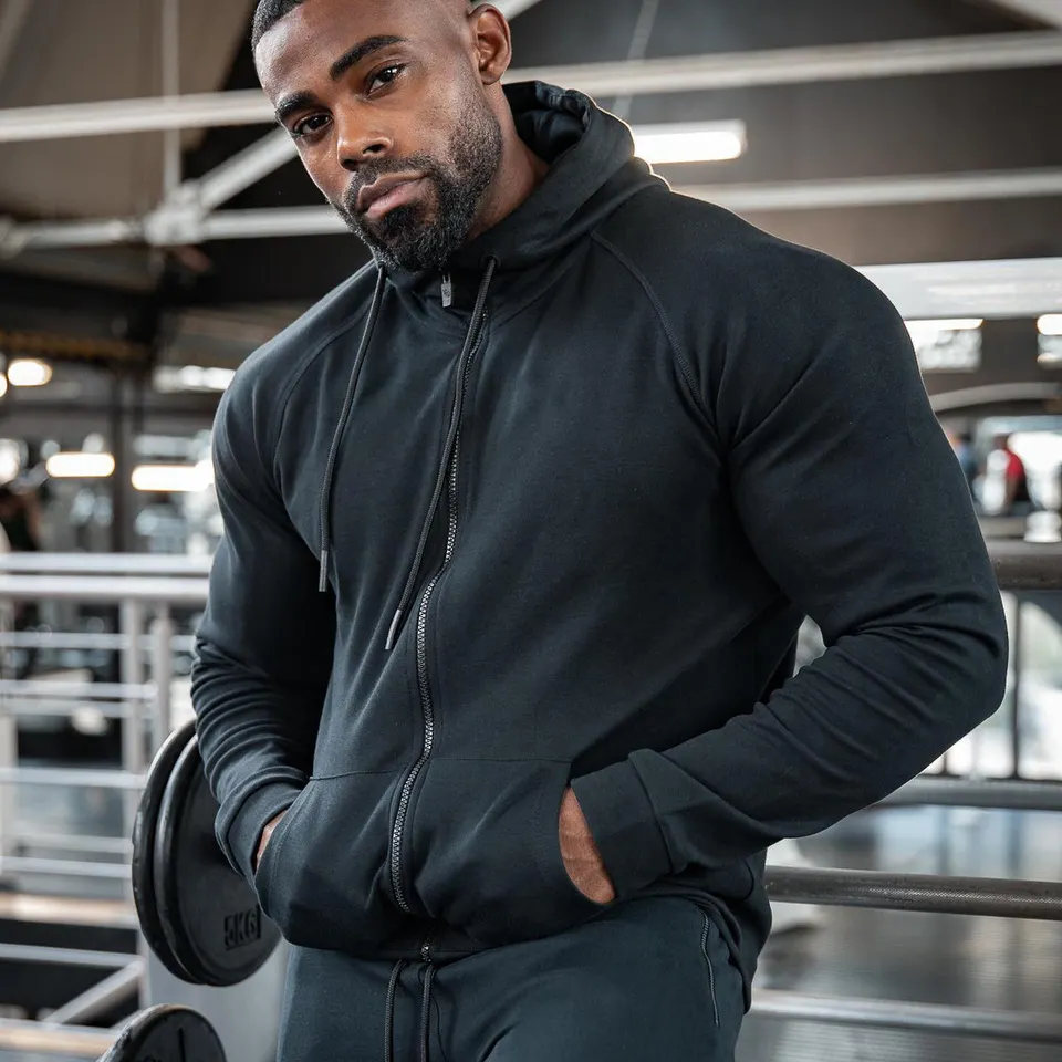 Custom Logo Embroidered Plus Size Men's Sweatshirt and Hoodie Set Two Piece Set Hoodies Men's Fitness Suit