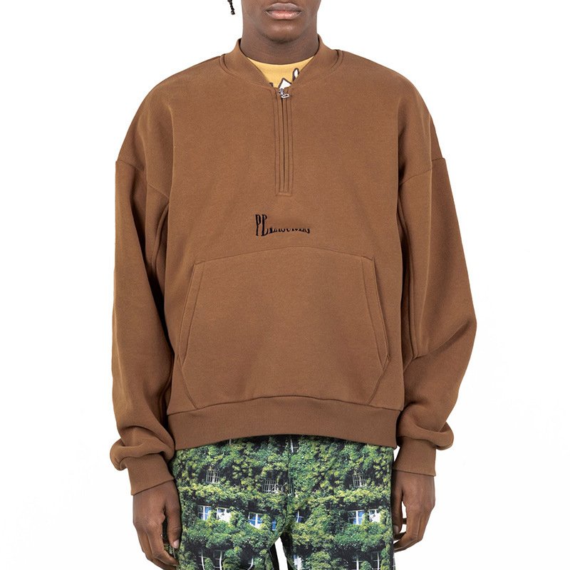2023New Salecustom Logo 100% Cotton Fleece Crewneck Sweatshirt Quarter Zip Pullover Hoodie Streetwear Oversized Men'S Hoodies