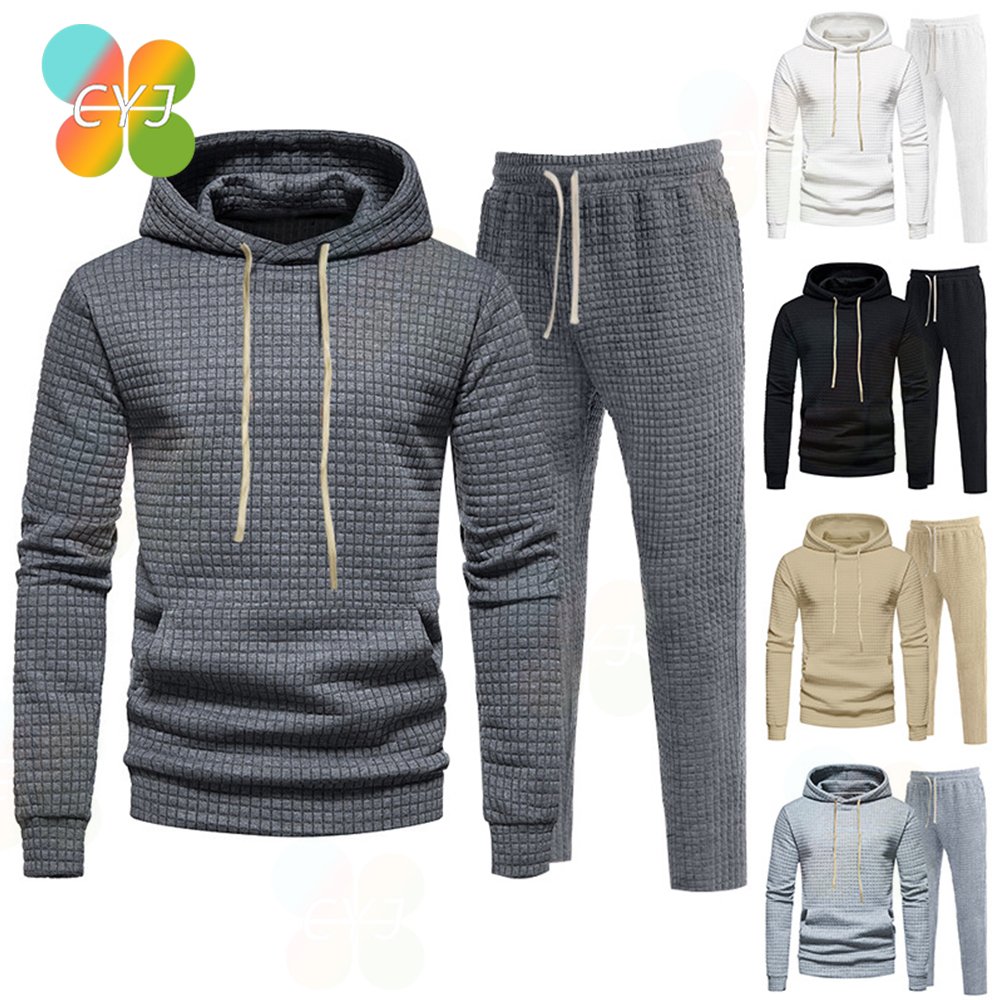 Fashion custom Gym hoodie soft blank cotton lightweight long sleeve waffle fabric men's hoodie with drawstring