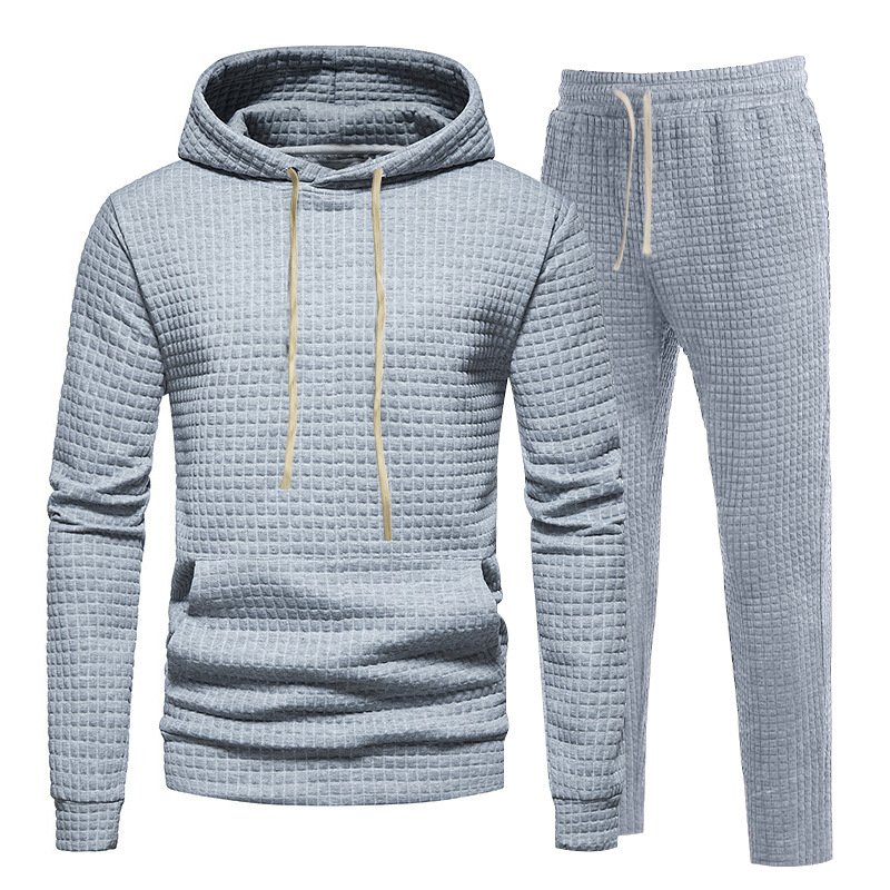 Fashion custom Gym hoodie soft blank cotton lightweight long sleeve waffle fabric men's hoodie with drawstring