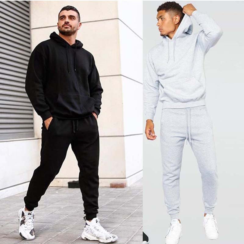 Wholesale plus size Sports jogger set training&jogging wear cotton fleece loose hoodies sweatsuit for Mans C07