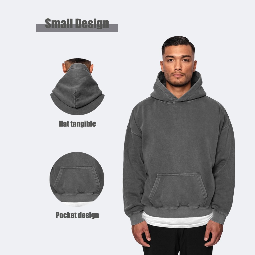 custom men's hoodies oversized 100% cotton drop shoulder streetwear 500gsm heavy weight logo design hoodie hoodies for man