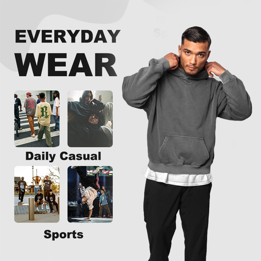 custom men's hoodies oversized 100% cotton drop shoulder streetwear 500gsm heavy weight logo design hoodie hoodies for man