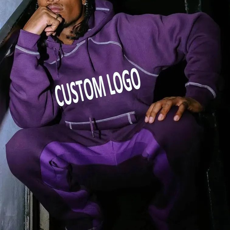 Contrast Color Stitching Tracksuit Training Jogging Wear Hip Pop Style Printing Nylon Jogging Suits Custom Tracksuit For Men
