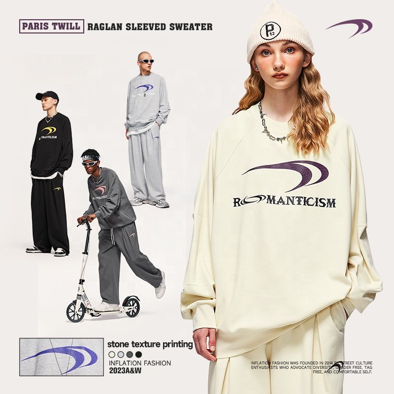 INFLATION Crack Printed pullover hoodie and sweatpants set men's hoodies & sweatshirts oversize tracksuits for men