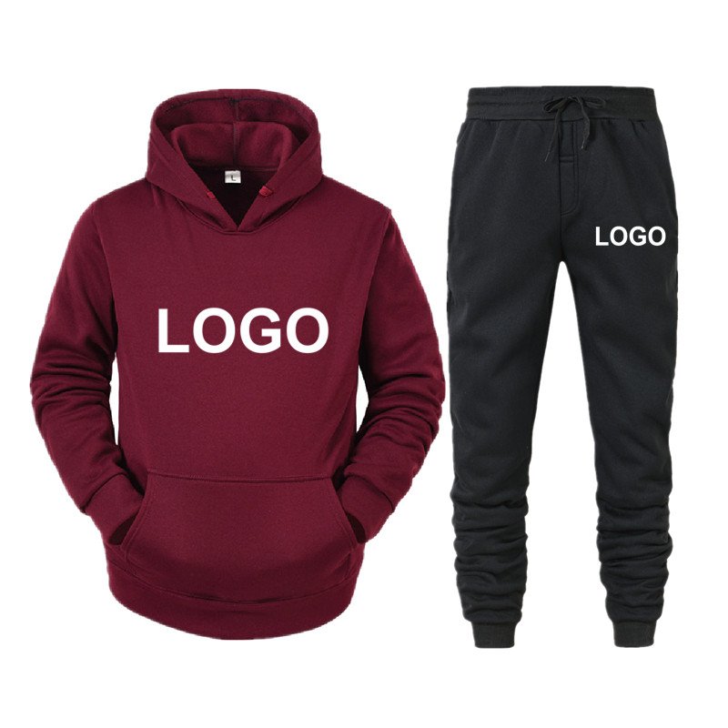 Hot Selling Custom Men's 100%Cotton Sweatpants And Hoodies Set Contrast Stitch Hand Made Men Puff Print Tracksuits