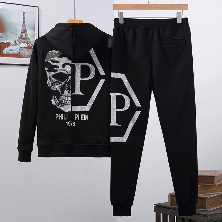 New fall/winter men's hoodies athleisure suit Zipper printed Skull Trend PLEIN 2 piece set men