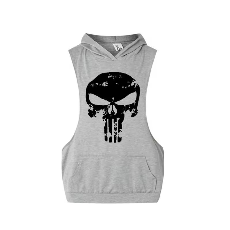 Custom Men's Hoody Gym Fitness Bodybuilding Muscle Cut Off TShirt Sleeveless Men Hoodies Vest Hood Tank Tops
