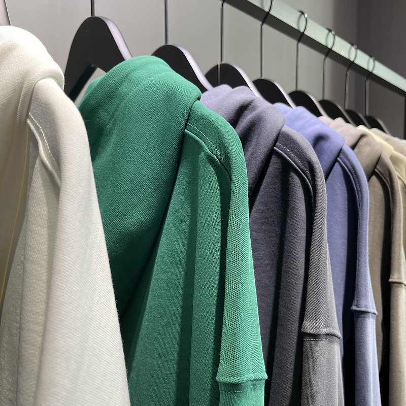 Wholesale 600gsm Muti-Color Unisex Custom Logo Heavyweight 100% Organic Heavy Cotton No String Plain Men's Hoodies sweatshirts
