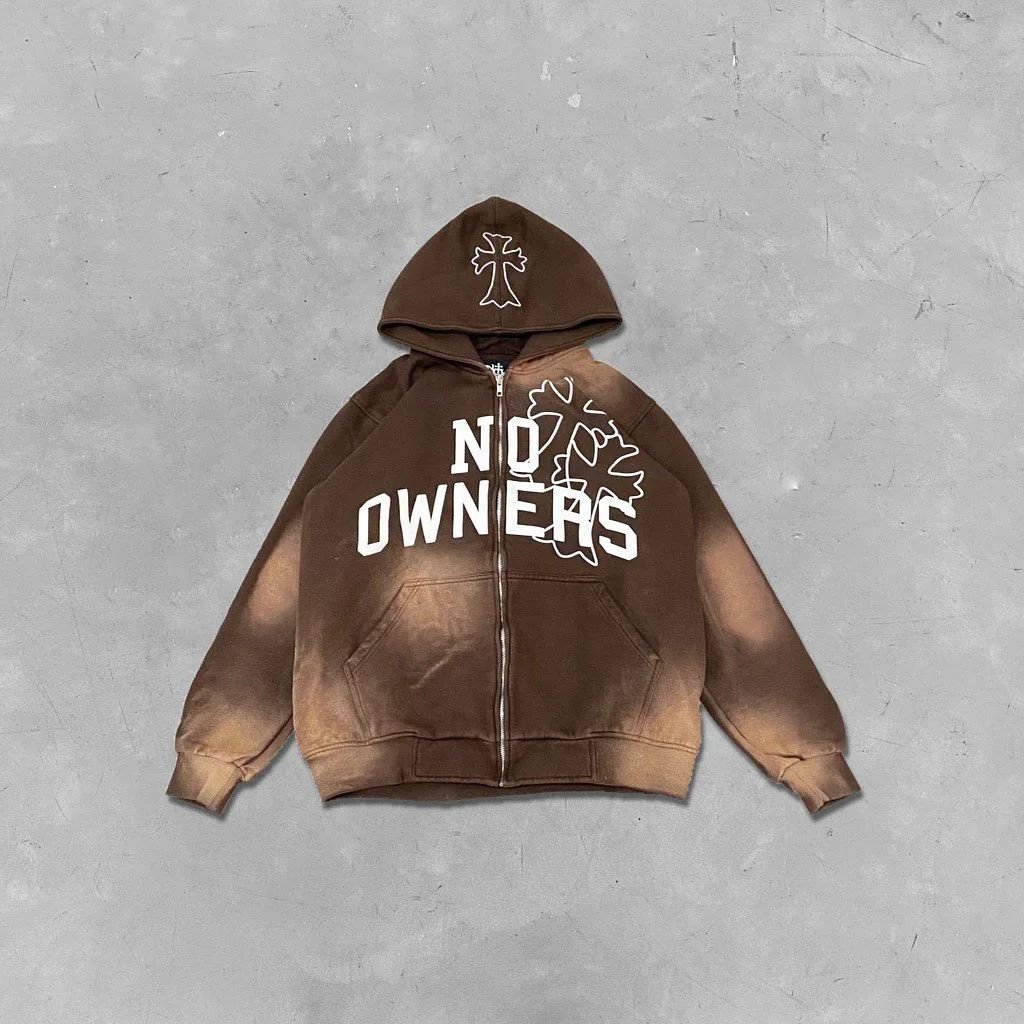 Custom Men's Hoodies 100% Cotton Streetwear Zip Up Hoodie Oversized Vintage Heavy Weight 500gsm Acid Washed Hoodies for Man