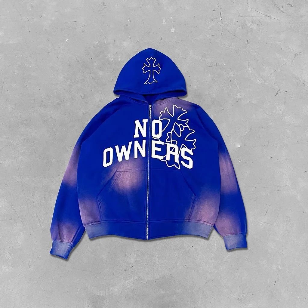 Custom Men's Hoodies 100% Cotton Streetwear Zip Up Hoodie Oversized Vintage Heavy Weight 500gsm Acid Washed Hoodies for Man