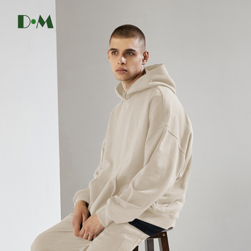 2024 Autumn Manufacturer Solid Blank Pullover No Rope Custom LOGO 100%Cotton French Terry Oversized Streetwear Men's Hoodie