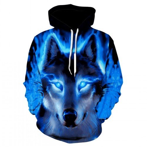 Embossed Hoodie Sweatshirts Wholesale Galaxy Wolf 3D Print Hoodies Men Plus Size Men's Hoodies