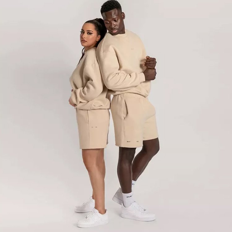 2022 Simple Fashionable Men Vintage Drop Shoulder Embroidery Sweatpants And Hoodie Short Set Track Suits For Men