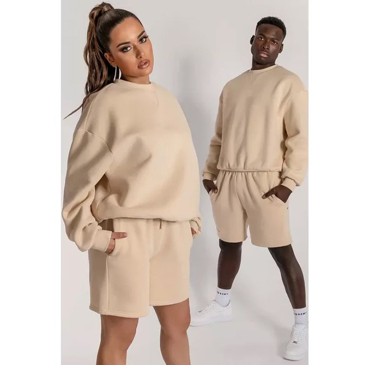 2022 Simple Fashionable Men Vintage Drop Shoulder Embroidery Sweatpants And Hoodie Short Set Track Suits For Men