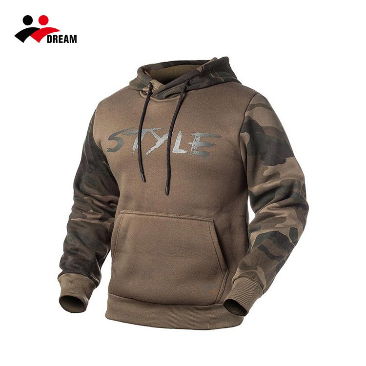 Custom Wholesale men's cotton camo fleece hoodie sweatshirts