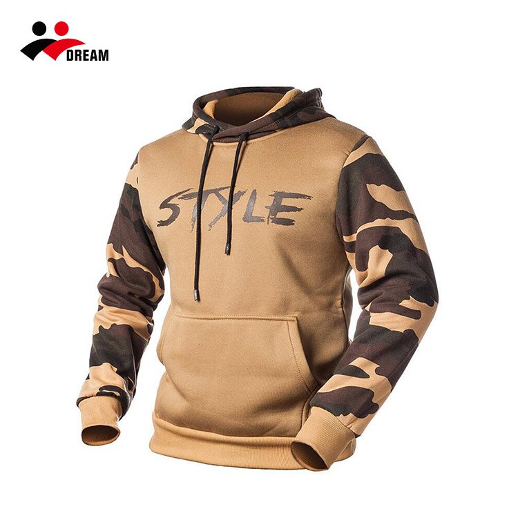 Custom Wholesale men's cotton camo fleece hoodie sweatshirts