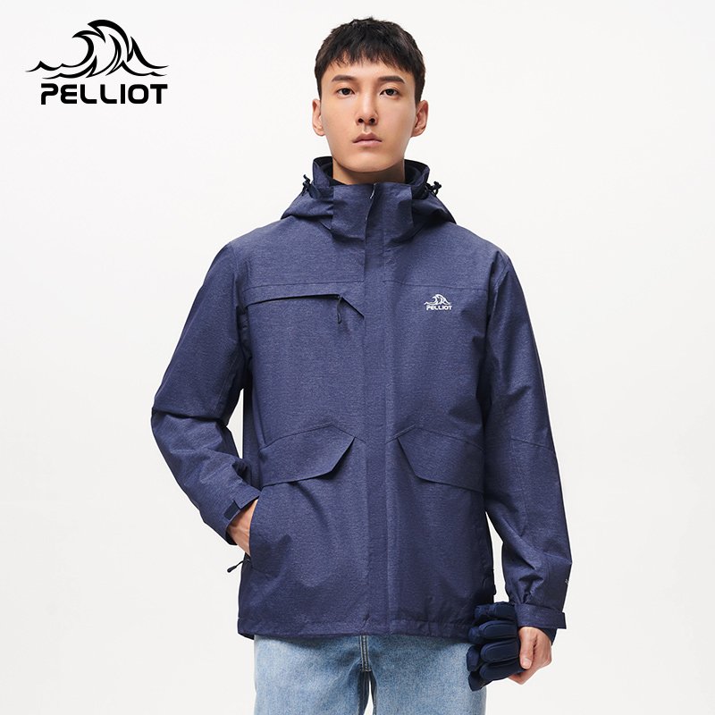 Men winter thick 3 in 1 Eco-friendly hardshell jackets OEM breathable warm outdoor waterproof jacket with hoodies