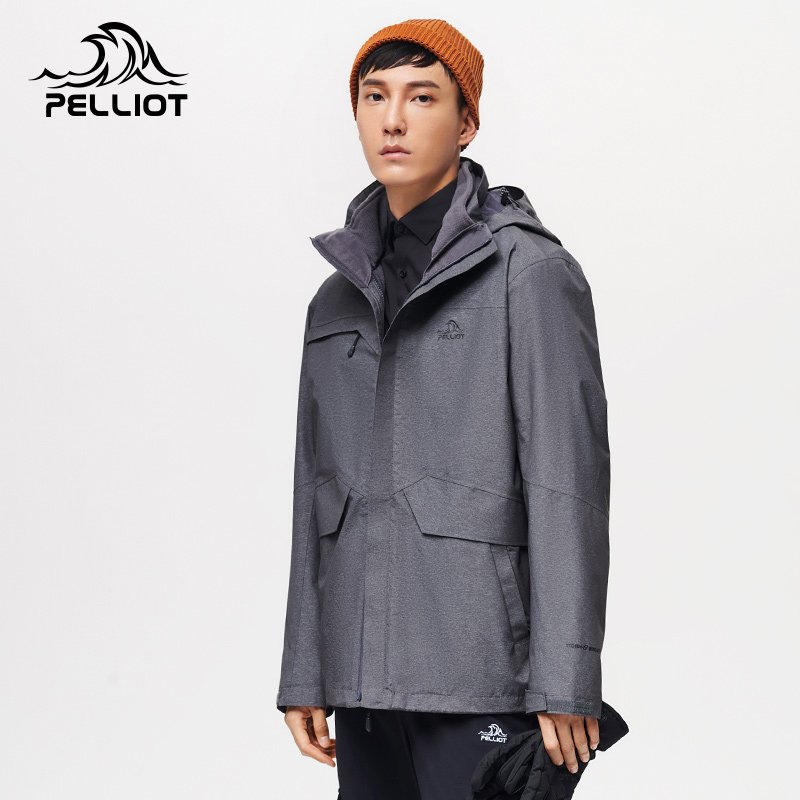 Men winter thick 3 in 1 Eco-friendly hardshell jackets OEM breathable warm outdoor waterproof jacket with hoodies