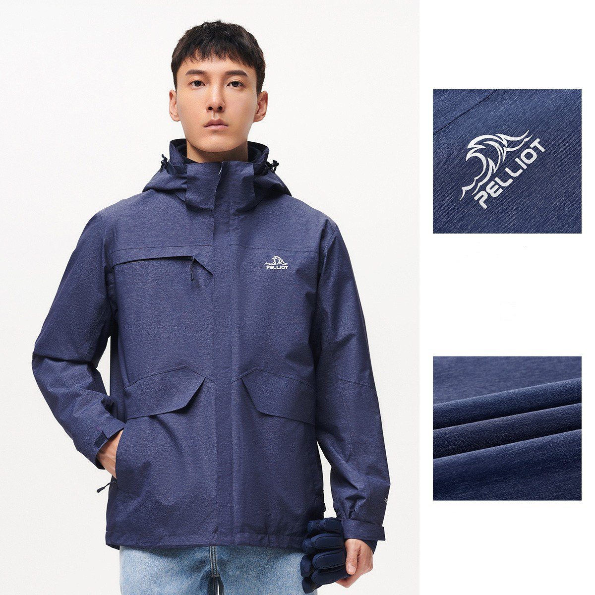 Men winter thick 3 in 1 Eco-friendly hardshell jackets OEM breathable warm outdoor waterproof jacket with hoodies