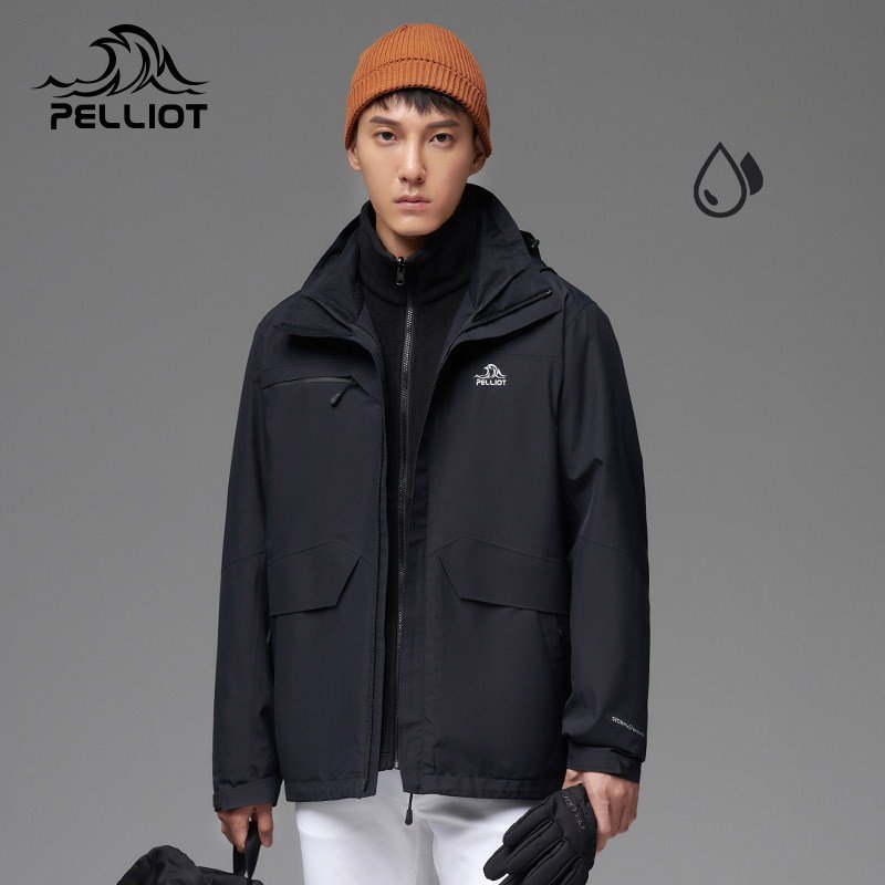 Men winter thick 3 in 1 Eco-friendly hardshell jackets OEM breathable warm outdoor waterproof jacket with hoodies