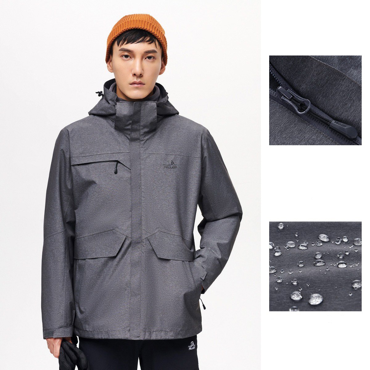 Men winter thick 3 in 1 Eco-friendly hardshell jackets OEM breathable warm outdoor waterproof jacket with hoodies