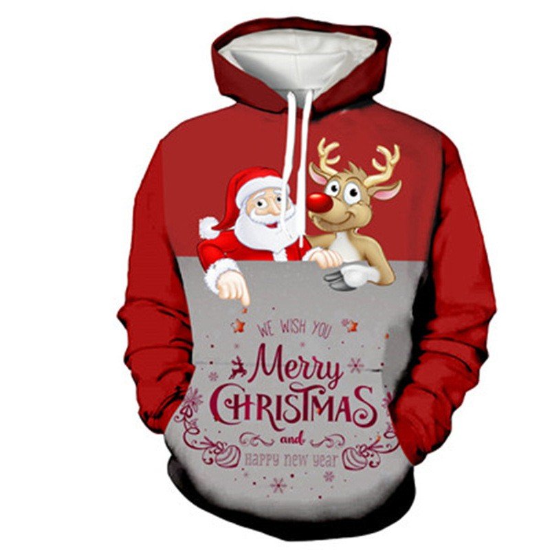 Custom Christmas Print Casual Men's Hoodie And Sweatshirt