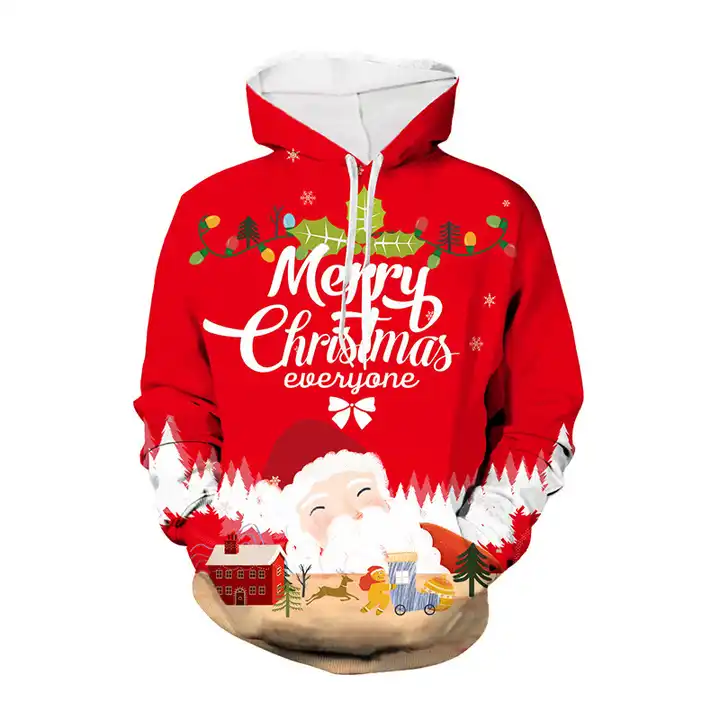 Custom Christmas Print Casual Men's Hoodie And Sweatshirt