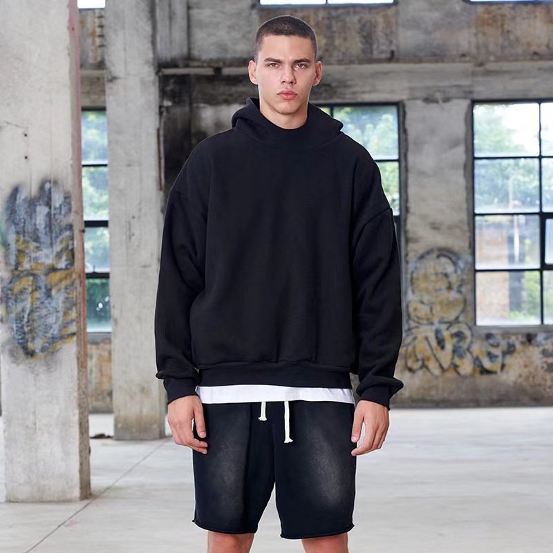 New Boxy Fleece Hoodie Heavyweight Cotton Double Hat Fashion Men's Hoodies Graphic Printing Logo Custom Hoodies Men