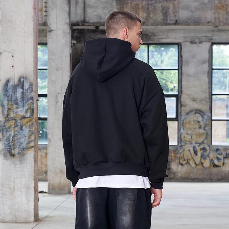 New Boxy Fleece Hoodie Heavyweight Cotton Double Hat Fashion Men's Hoodies Graphic Printing Logo Custom Hoodies Men