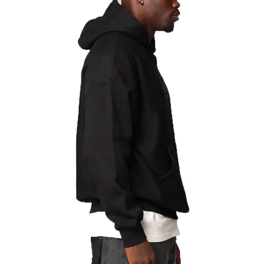 custom men's hoodies 100% cotton heavyweight boxy fit hoodie streetwear oversized drop shoulder hoodie for man