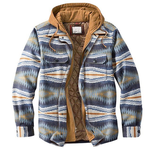 Wholesale Men's Plaid Jacket Casual Hooded Sweatshirt Loose Comfortable Windproof Men's Coat