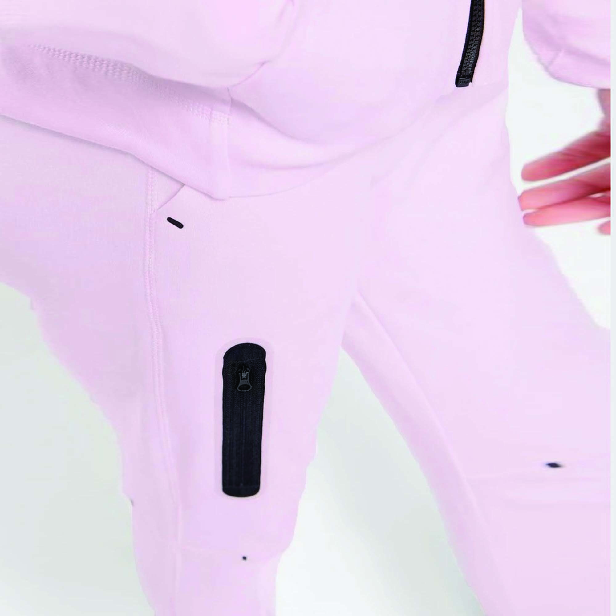 Custom Brand Logo Girls Tech Fleece Tracksuit 69% Cotton 31% Polyester Pink Full Zip Hoodie Joggers Sweatpants Printed