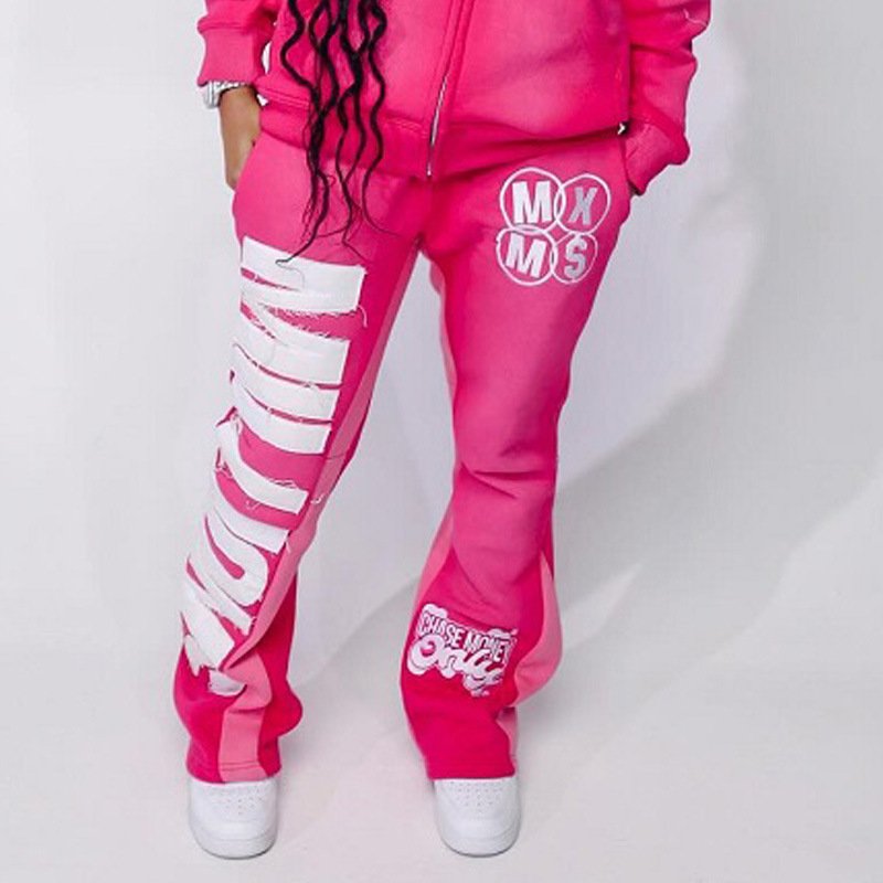 Luxury Embroidered Pacthes Letter Streetwear Hip Pop Full Zipper Up Hoodies & Joggers For Men Fitted Tracksuit