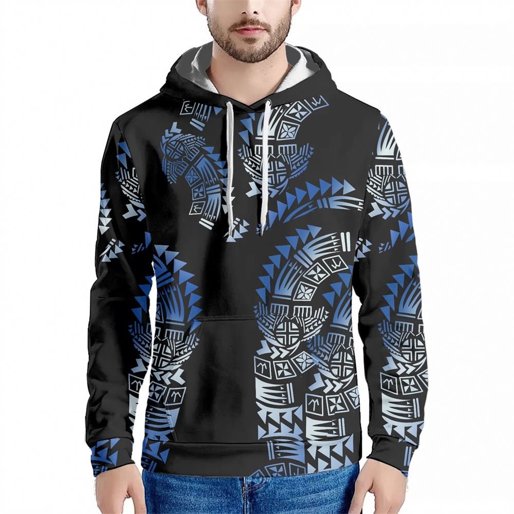 Sublimation Hoodies for Men Polynesian Tribal Samoa Fiji Masi Tapa Flower Print Custom Your Logo or Image Jampers Hoodies