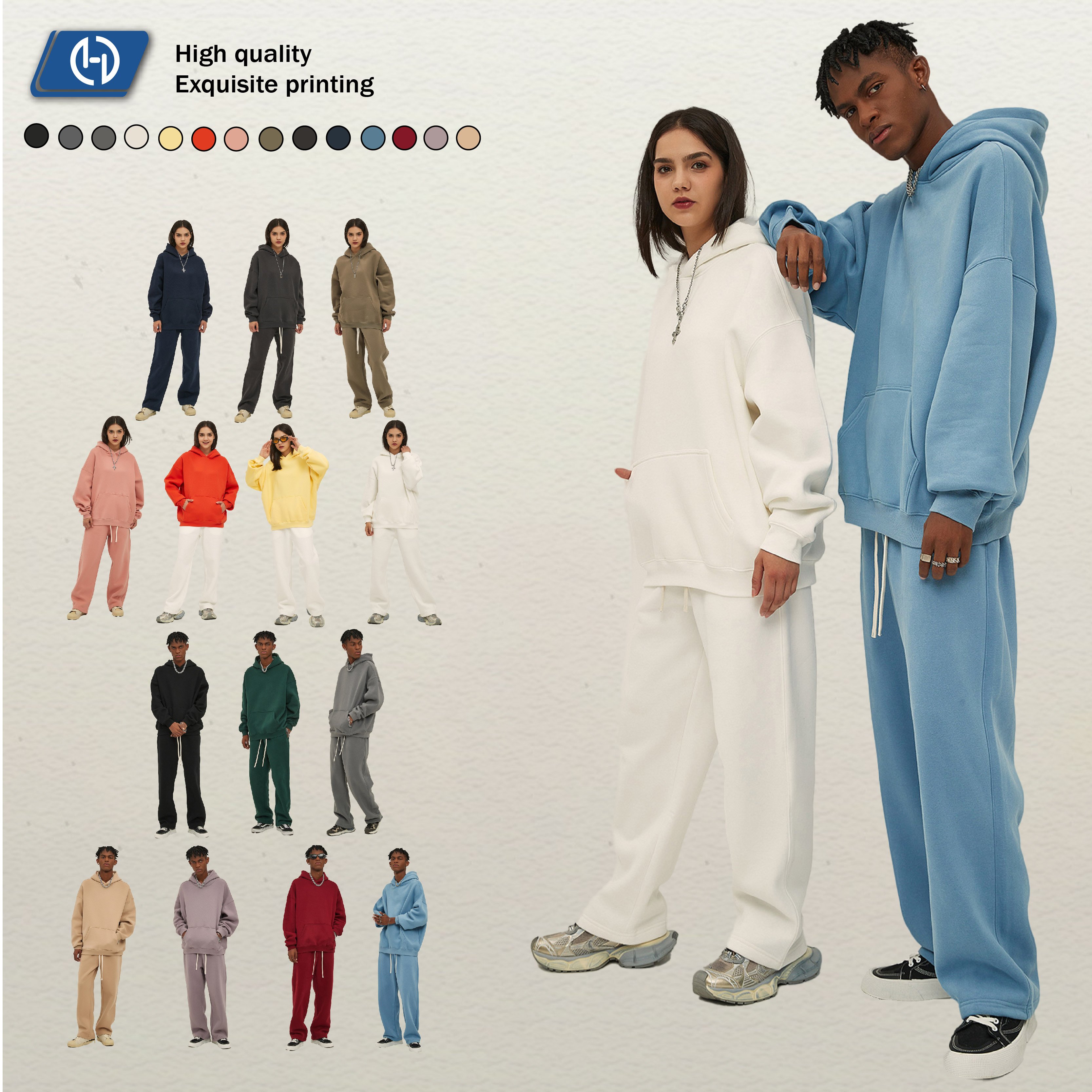 Best Sale High Quality Cotton French Terry Drop Shoulders Oversized Pullover Hoodies Plain Unisex Custom Hoodies