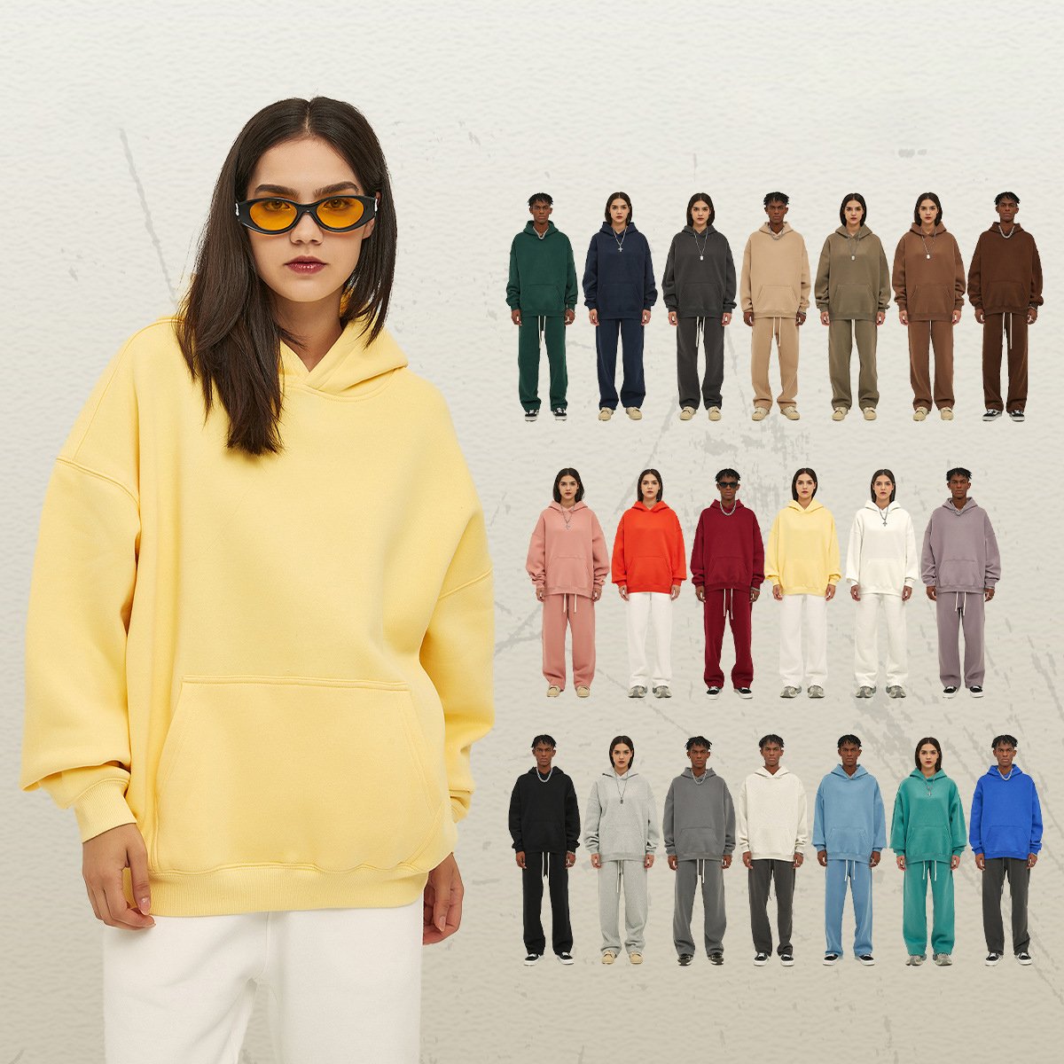 H5412 Hoodies Manufacturer Custom 26 Colors 350 Gsm Cotton Blends Fleece Lined Oversized Hoodies Blank Men's Hoodies