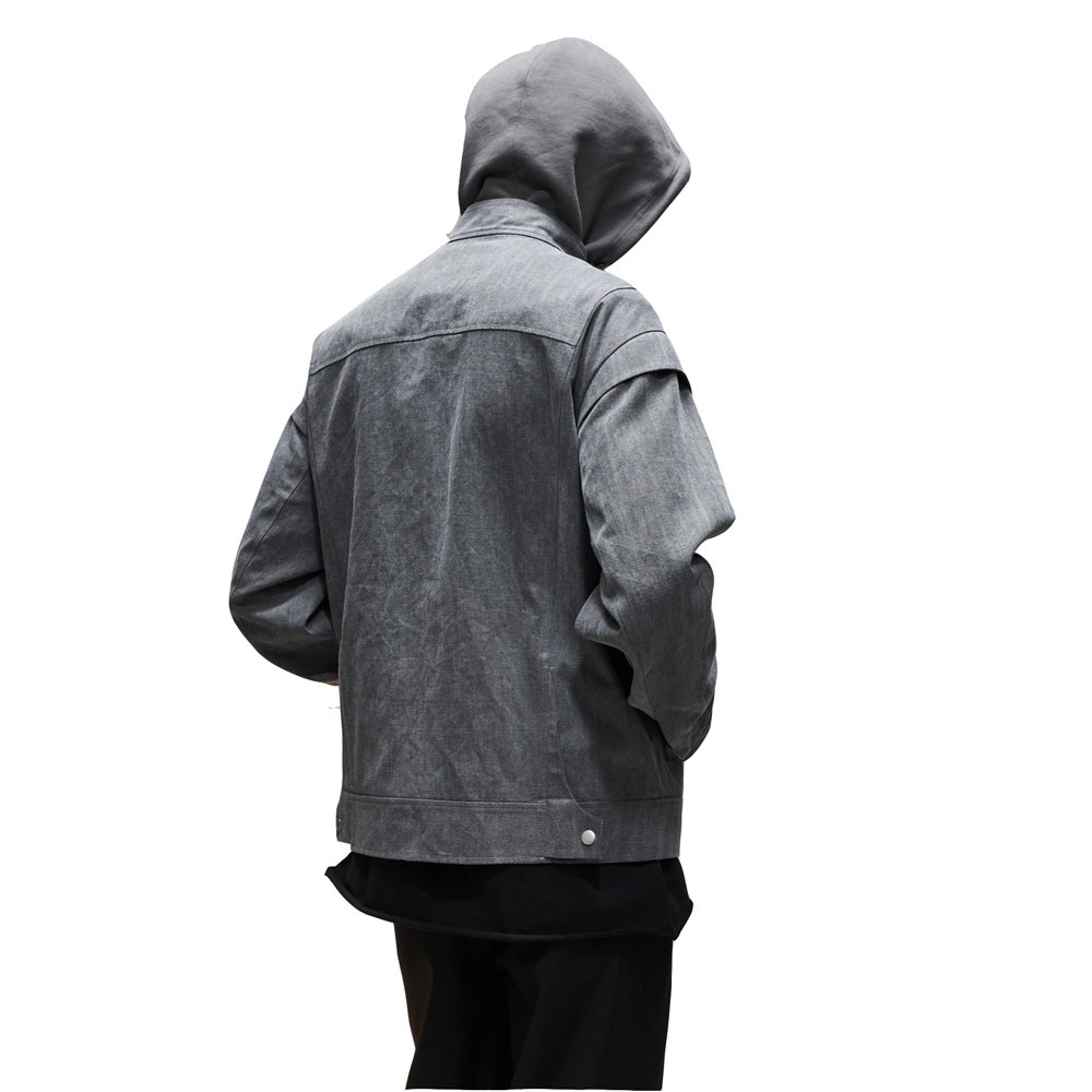 Custom Pullover Hoodie Washed Color Vintage Oversize Cargo Hoodie Autumn Jacket with Zipper for Men