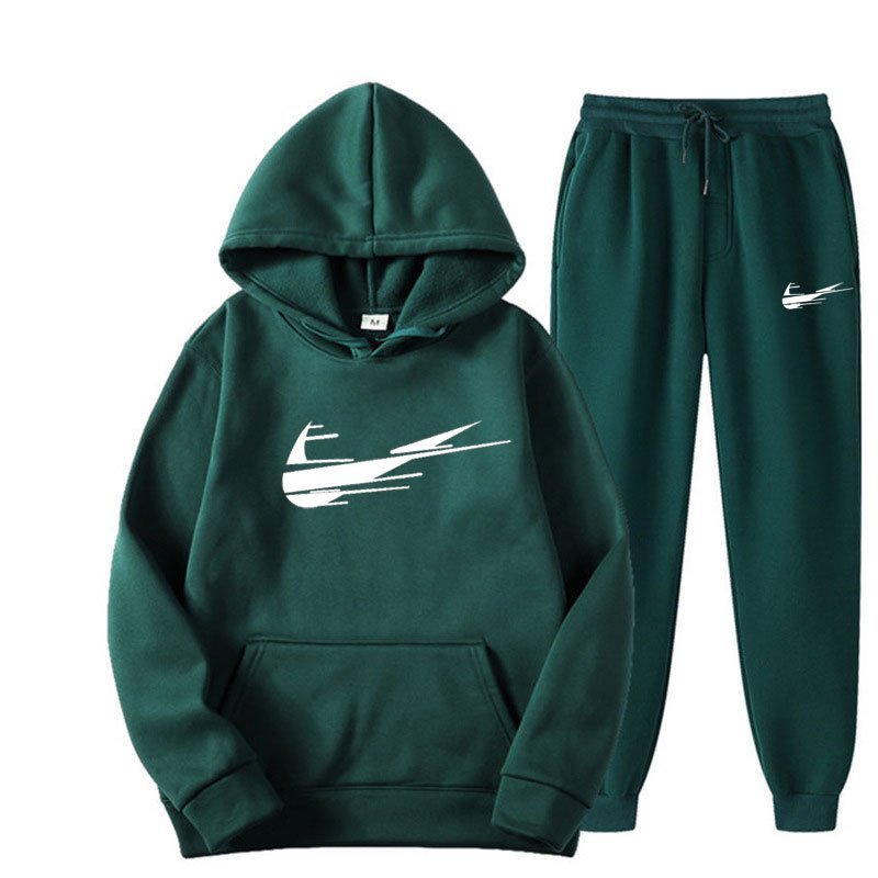 Customized LOGO autumn/winter men's brand sportswear with fleece and thickened hoodie pants, 2-piece men's hoodie set