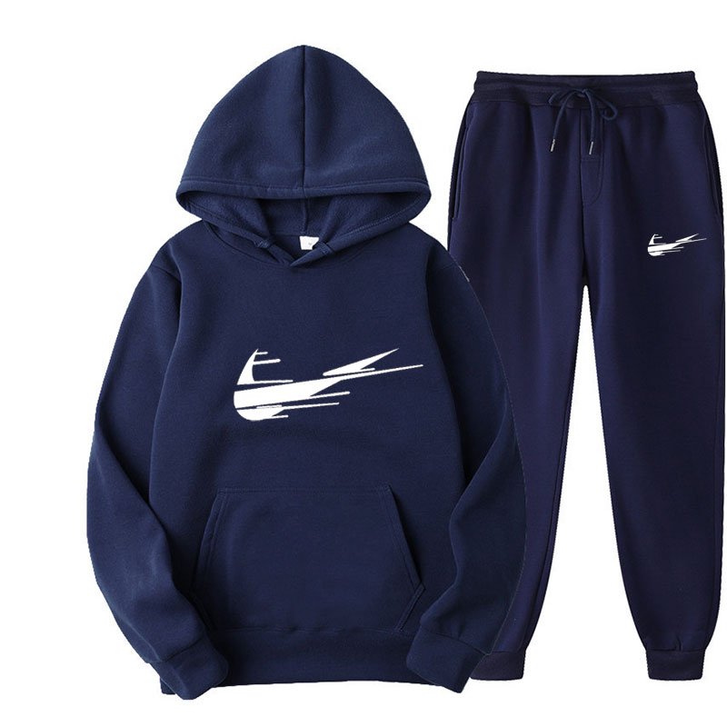Customized LOGO autumn/winter men's brand sportswear with fleece and thickened hoodie pants, 2-piece men's hoodie set