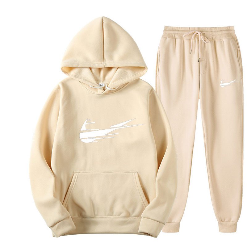 Customized LOGO autumn/winter men's brand sportswear with fleece and thickened hoodie pants, 2-piece men's hoodie set