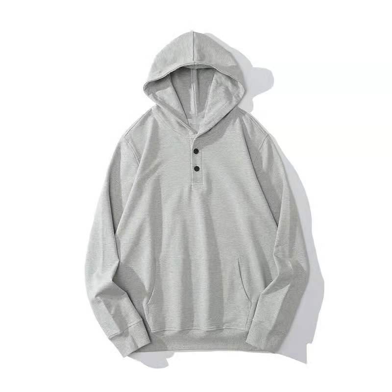 High quality cotton fleece embroidered oversized buttons custom logo print men's hoodies
