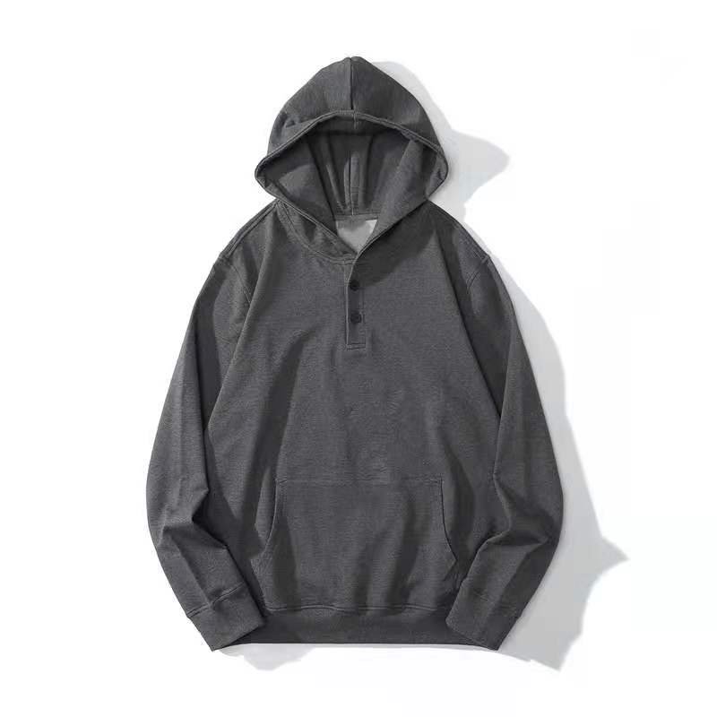 High quality cotton fleece embroidered oversized buttons custom logo print men's hoodies